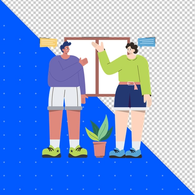 Illustrazione disegnata a mano vettore piatto per lavoro ufficio affari e progetti sfondo trasparente PNG