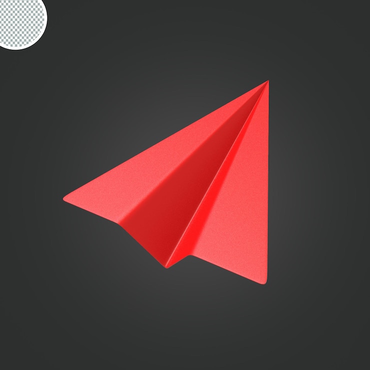PSD illustrazione isolata dell'aereo di carta di origami della rappresentazione 3d