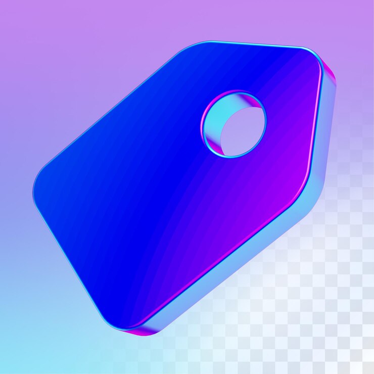 PSD illustrazione olografica dell'etichetta di prezzo in rendering 3d