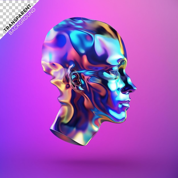 illustrazione olografica della testa liquida 3d