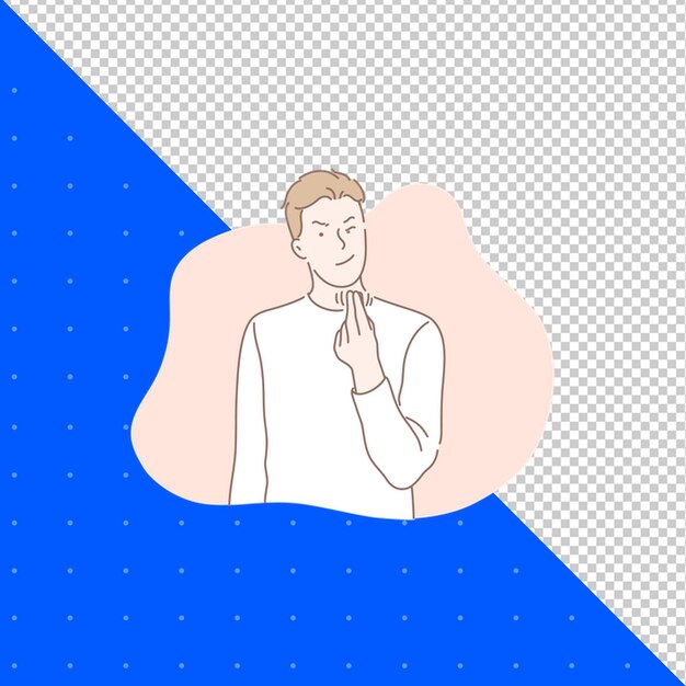 Illustrazione piatta di persona che si alza le spalle uomo che pensa illustrazione concettuale PNG sfondo trasparente