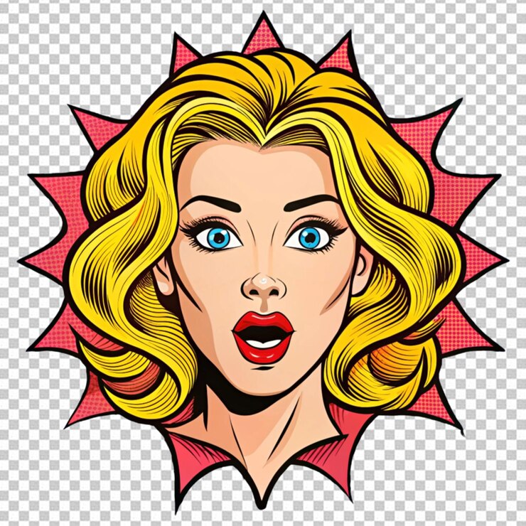 PSD illustrazione pop art di una giovane donna