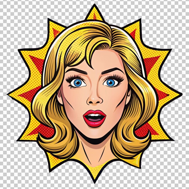 PSD illustrazione pop art di una giovane donna