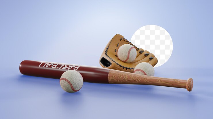 Illustrazione PSD 3D dell'attrezzatura da baseball