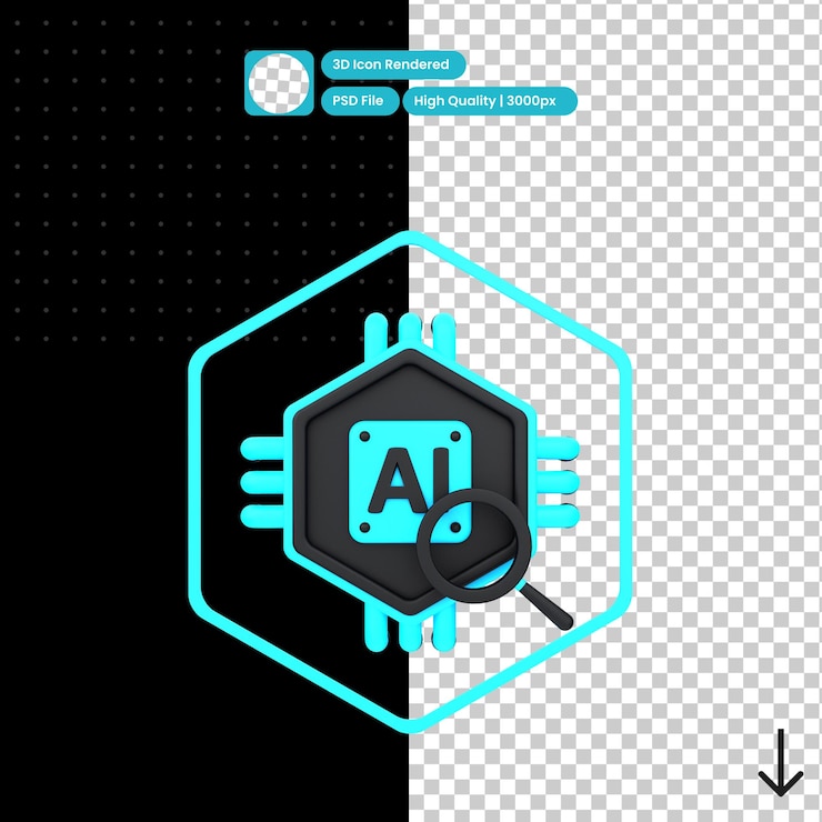 PSD illustrazione psd 3d della ricerca di intelligenza artificiale