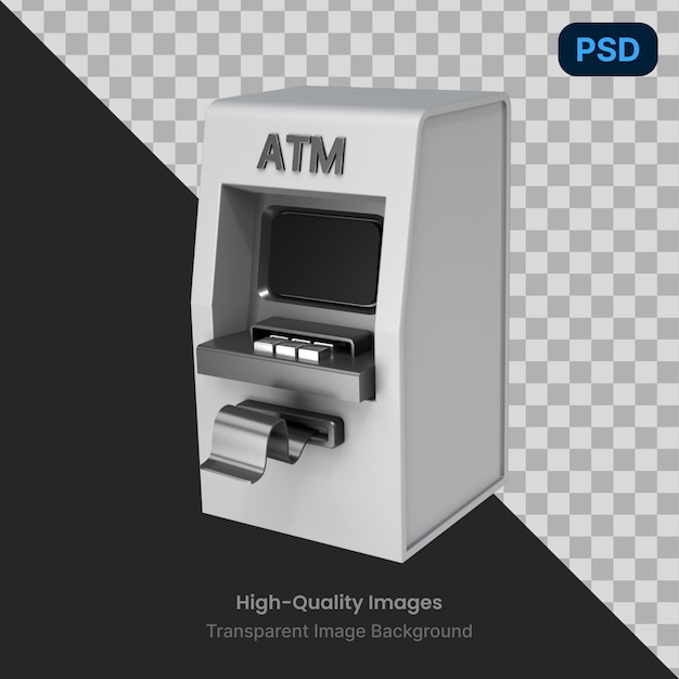 Illustrazione psd 3d di un bancomat