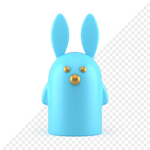 Illustrazione realistica di disegno dell'elemento dell'icona della bagattella decorativa della statuetta decorativa della porcellana blu del coniglietto di Pasqua