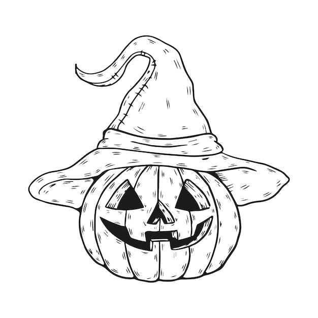 Illustrazione realistica di Halloween disegnata a mano con la zucca