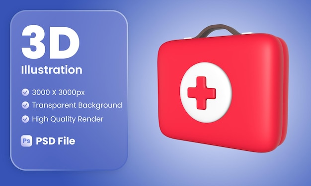 Illustrazione stilizzata del kit di pronto soccorso 3D