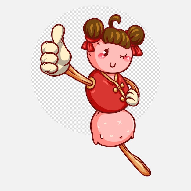 Illustrazione sveglia della mascotte di progettazione del personaggio dei cartoni animati della ragazza della polpetta