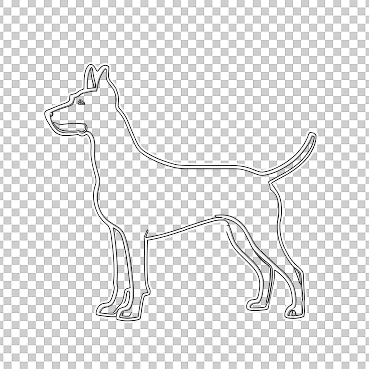 PSD illustrazione vettoriale di silhouette di un cane amichevole isolato su sfondo bianco