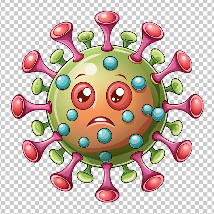 PSD illustrazione vettoriale di un rotavirus in stile cartone animato isolato su uno sfondo trasparente
