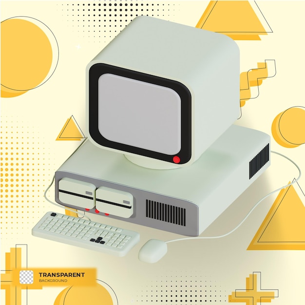 Illustrazioni 3d del vecchio PC