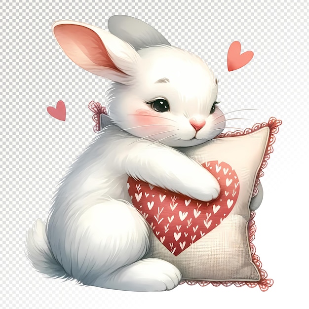 Illustrazioni clipart coniglietto di San Valentino sfondo trasparente PSD