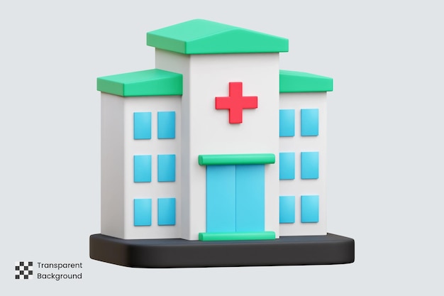 Illustrazioni dell'icona 3D dell'edificio dell'ospedale