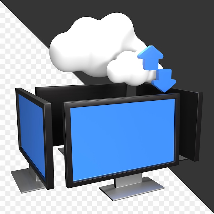 PSD illustrazioni di cloud computing 3d