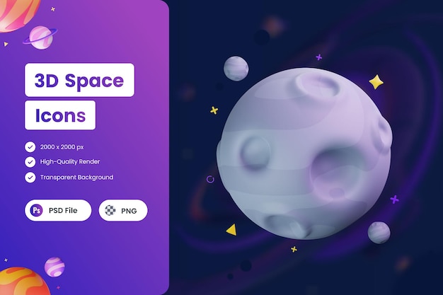 illustrazioni di icone 3D Moon Galaxy Star