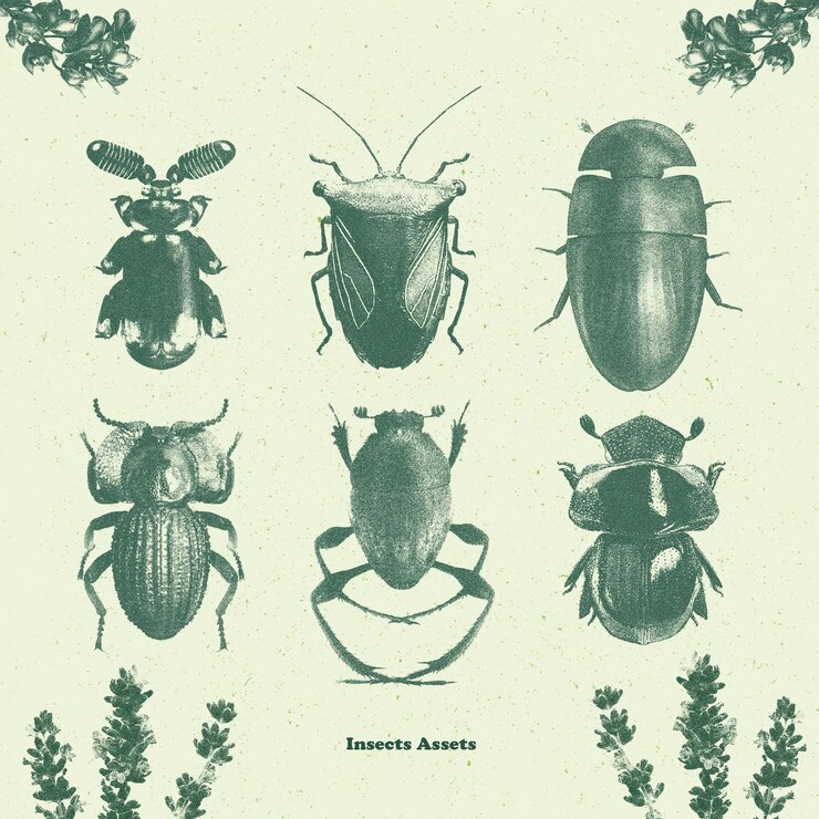 PSD illustrazioni vintage di insetti per risorse di design e artigianato