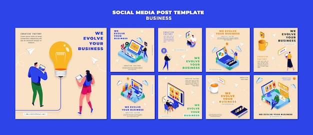 Illustrierte Business-Instagram-Beiträge