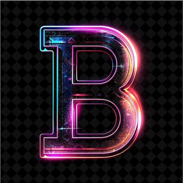 PSD ilumina la letra b con colores de gradiente de neón y colecciones de arte tipográfico de color neón integrado y2k