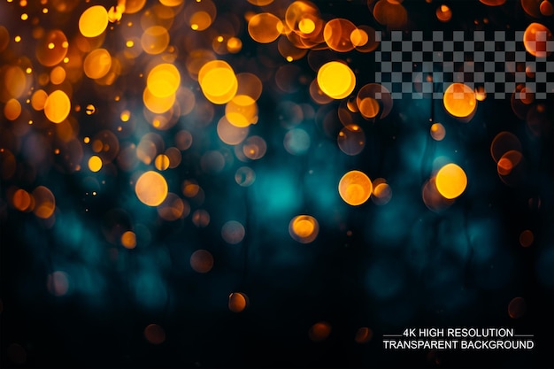 Iluminação Bokeh em uma sala escura com luzes LED fora de foco em fundo transparente