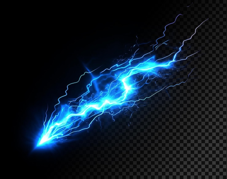 PSD iluminação de tempestade de energia elétrica efeito de parafuso em fundo transparente