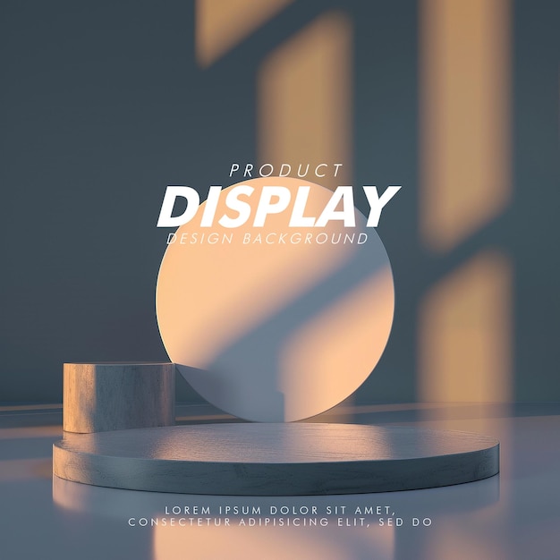 Iluminación de estudio de exhibición de productos en 3D diseño minimalista primer plano de un elegante podio de exposición de productos