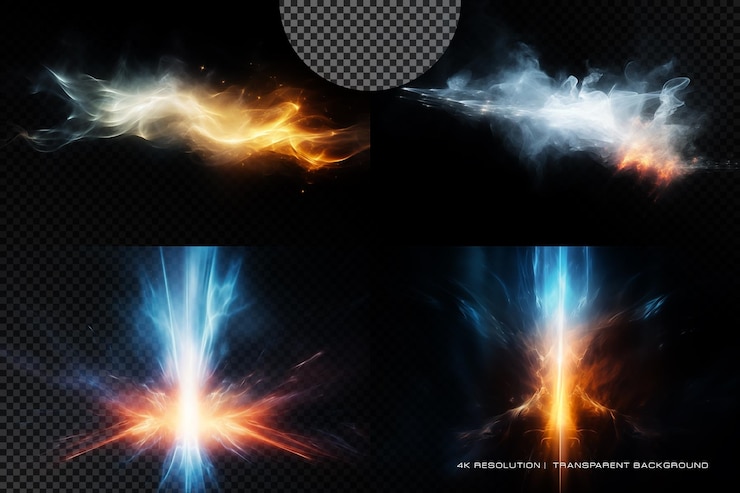 PSD iluminación futurista energía potencia efecto de brillo en fondo transparente