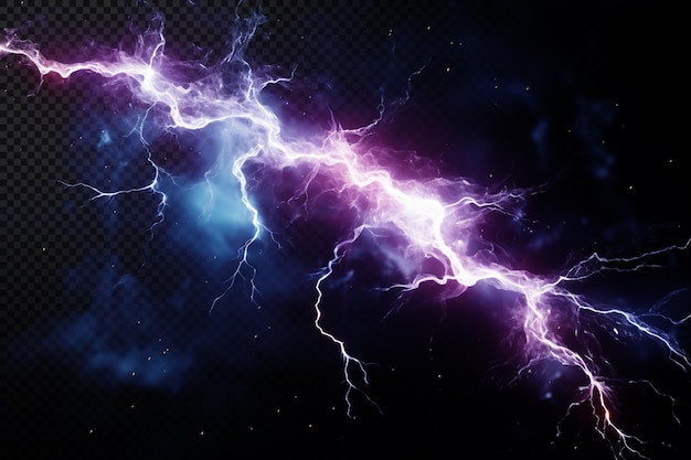 Iluminación de tormenta abstracta sobre fondo transparente