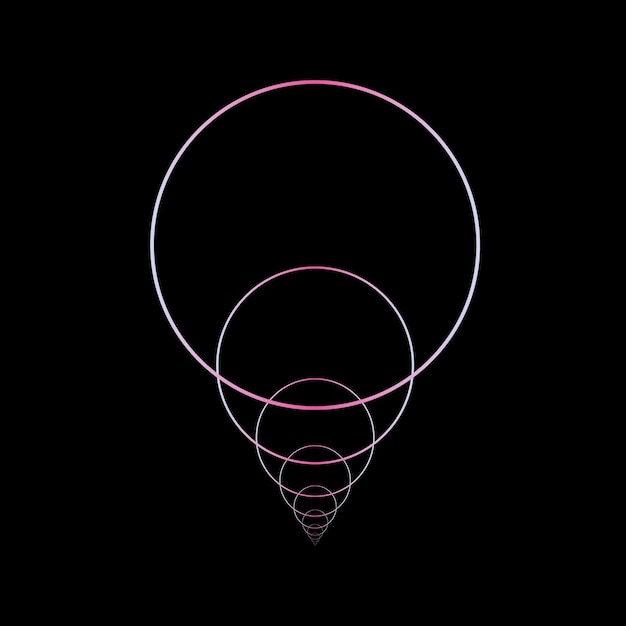 Ilusión de círculos concéntricos con gradiente rosa y fondo negro