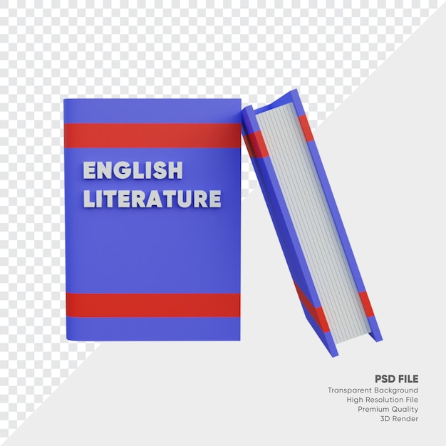 ILUSTRAÇÃO 3D DO LIVRO DA LITERATURA EM INGLÊS