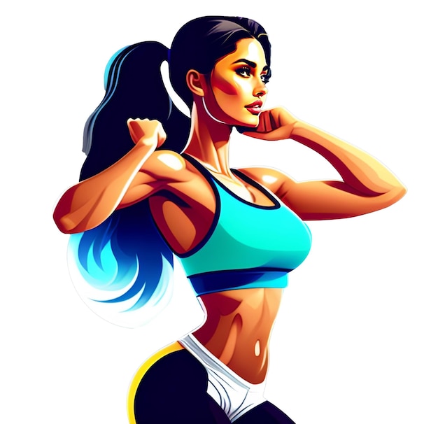 PSD ilustra??o de desenho animado de mulher fitness