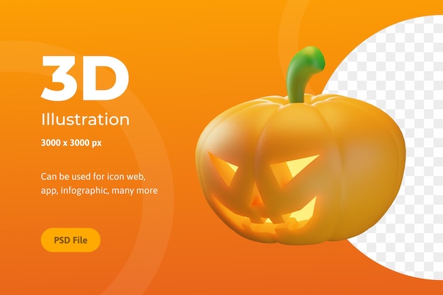 PSD ilustração 3d, abóboras de halloween com olhos e boca, para web, app, celebração, etc.