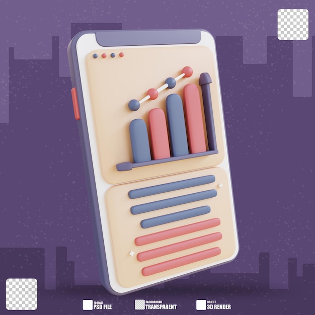 Ilustração 3D análise de dados da web móvel 2