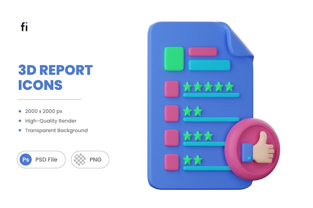 PSD ilustração 3d análise de relatório de negócios