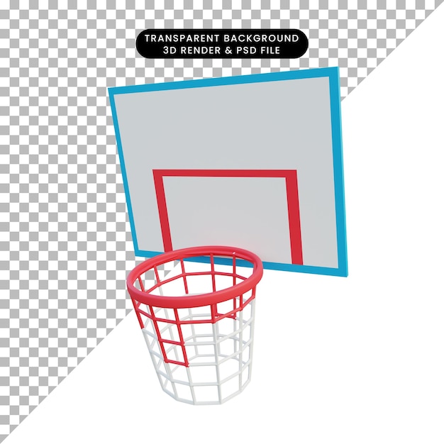 PSD ilustração 3d anel de basquete