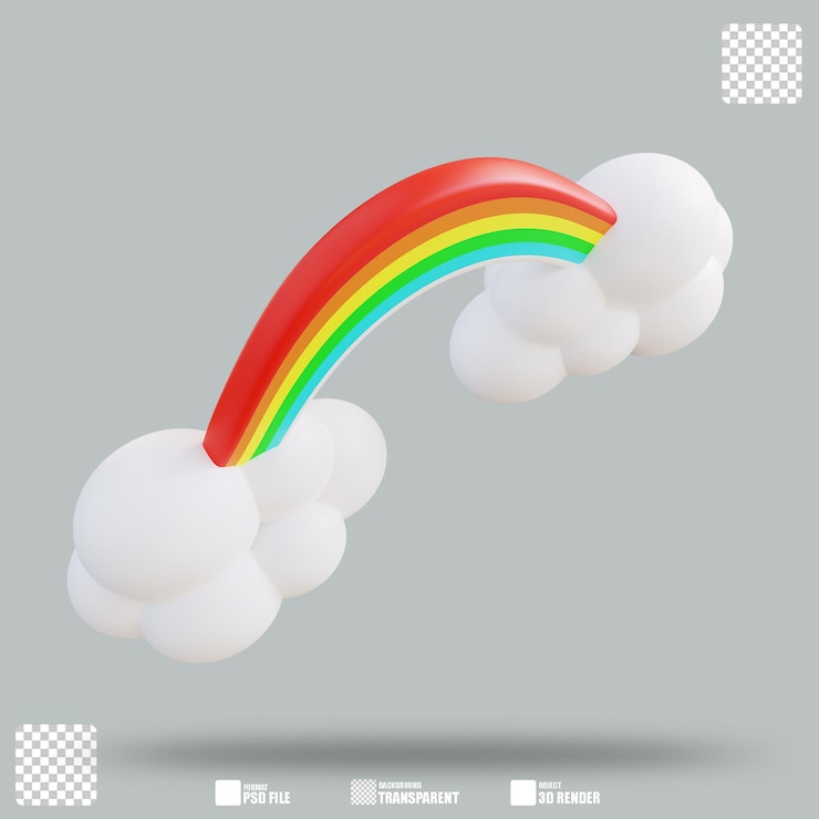 PSD ilustração 3d arco-íris 3