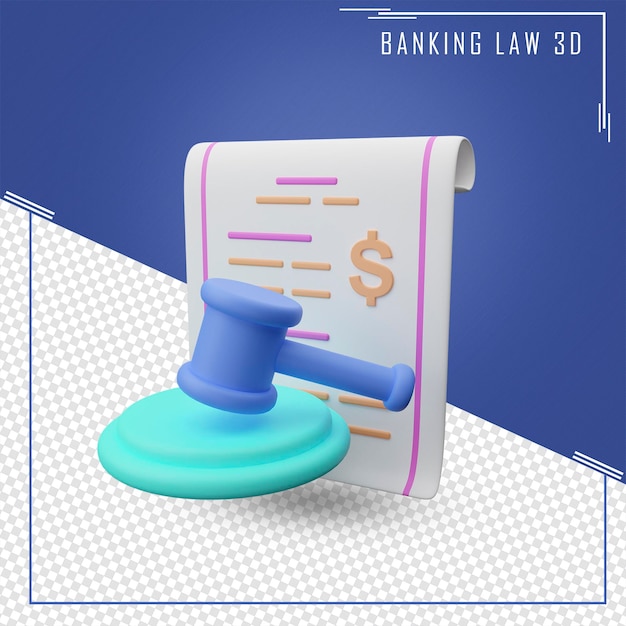 Ilustração 3d assistência jurídica. a situação jurídica dos bancos