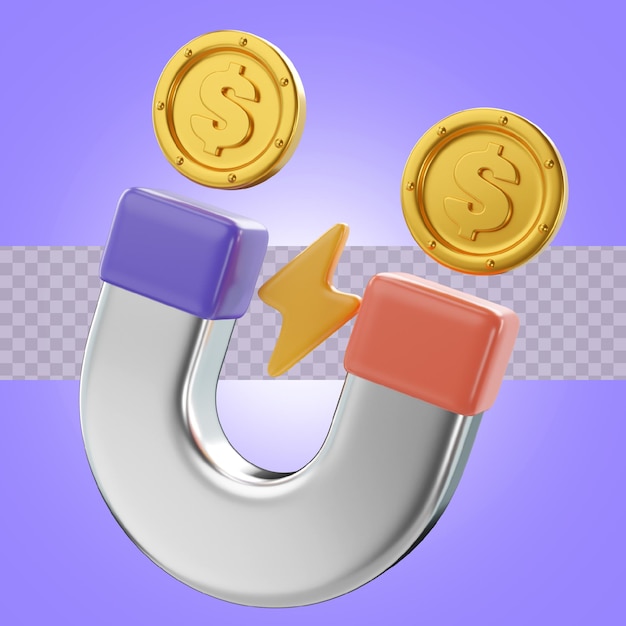 Ilustração 3D atraindo dinheiro