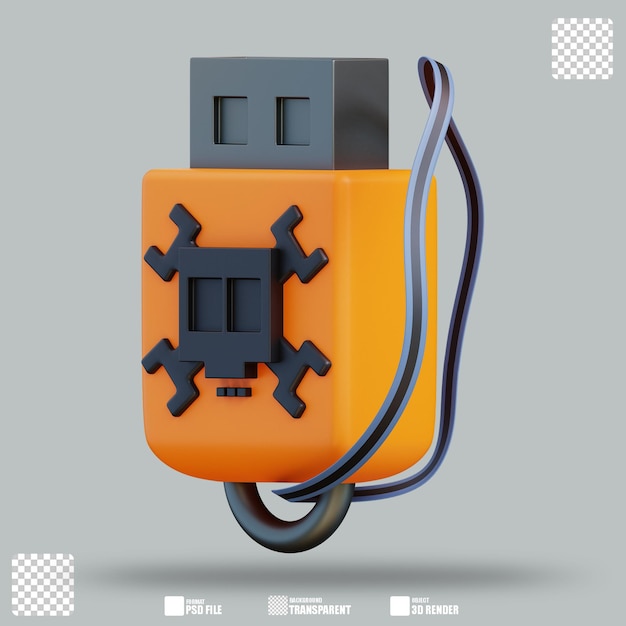 PSD ilustração 3d bad usb 2