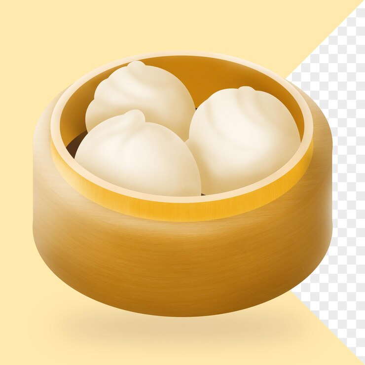 PSD ilustração 3d baozi dimsum