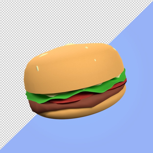 Ilustração 3d beef burger fast food