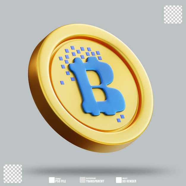 PSD ilustração 3d bitcoin 3