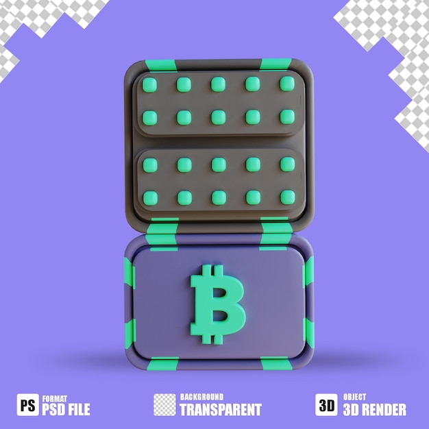 PSD ilustração 3d bitcoin server 3 adequado para criptomoeda