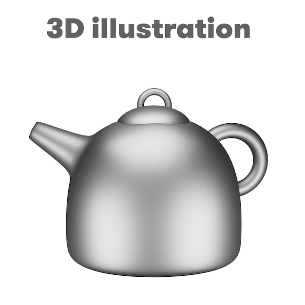 PSD ilustração 3d bule de prata