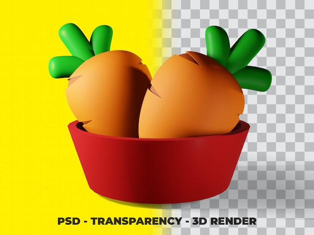 Ilustração 3d cenoura vegetal com fundo de transparência