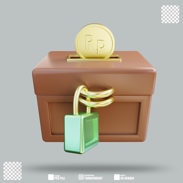 PSD ilustração 3d charity box 3