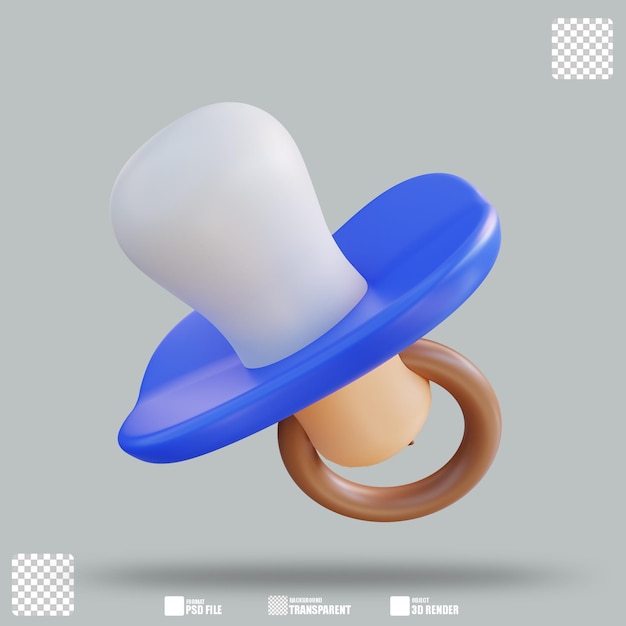 PSD ilustração 3d chupeta 3