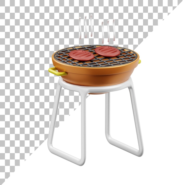 PSD ilustração 3d churrasco