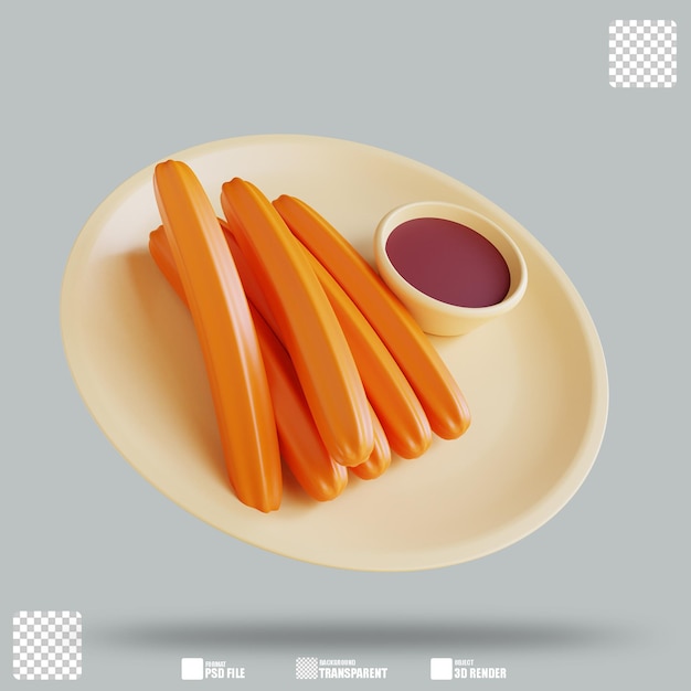 Ilustração 3d churros 3